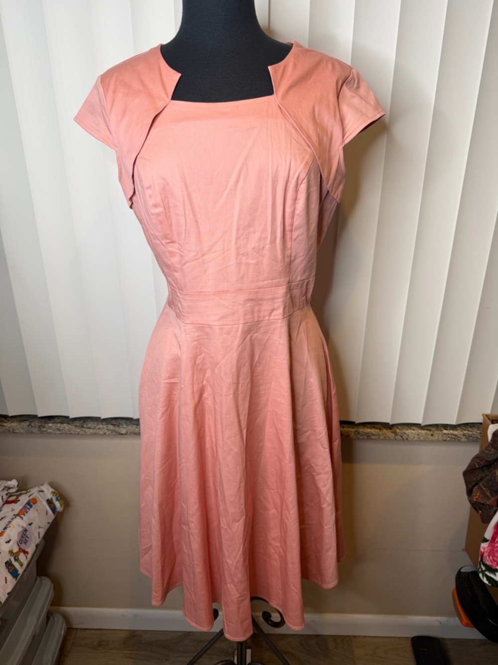 Homrain pink fit and flare summer dress with a sweetheart neckline size Large